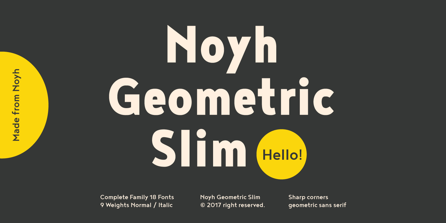 Ejemplo de fuente Noyh Geometric Slim Italic